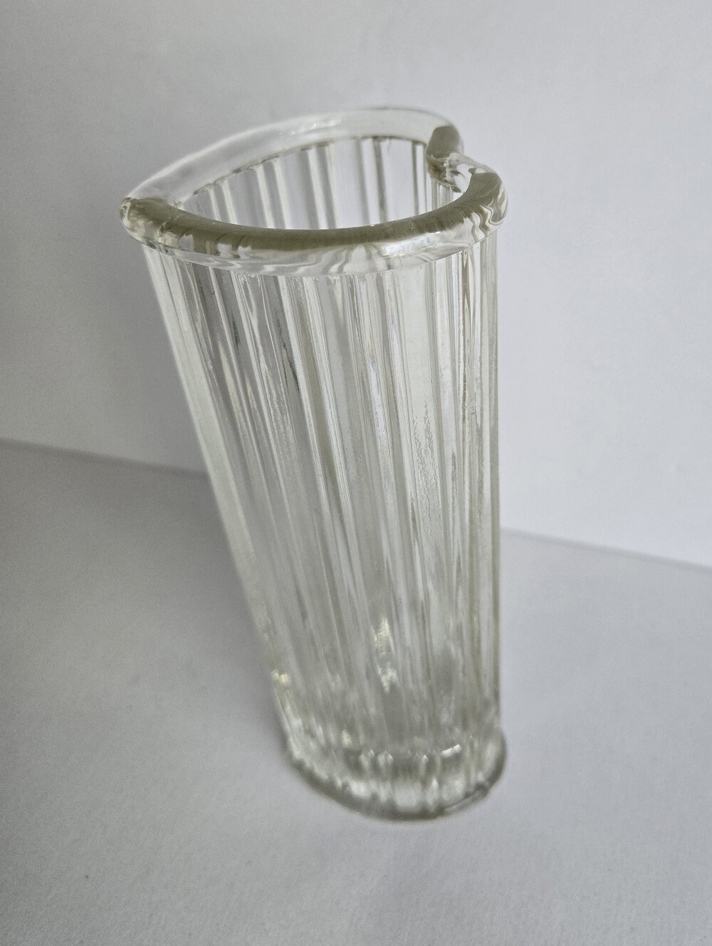 Heart Shaped Bud Vase Vintage Clear Ribbed    